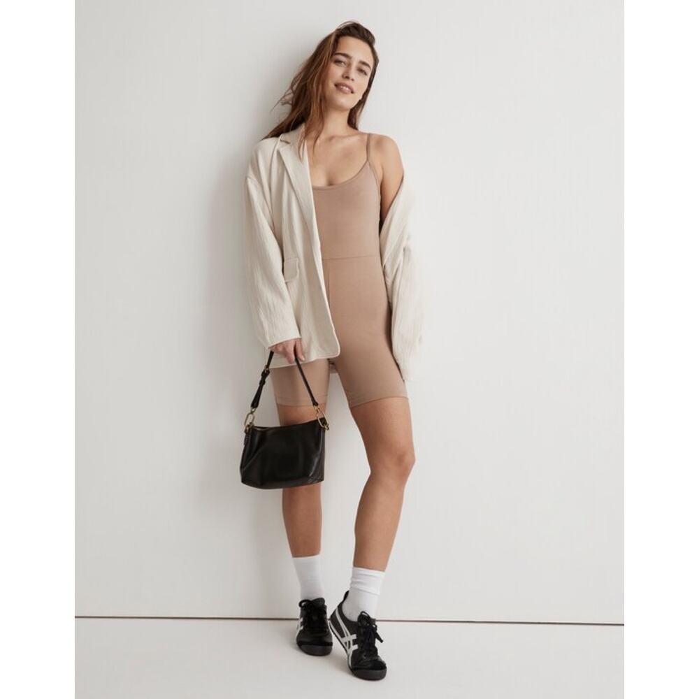 New Madewell Knit Biker Unitard: Botanical Dye Edition Camel Brown Solid Size S